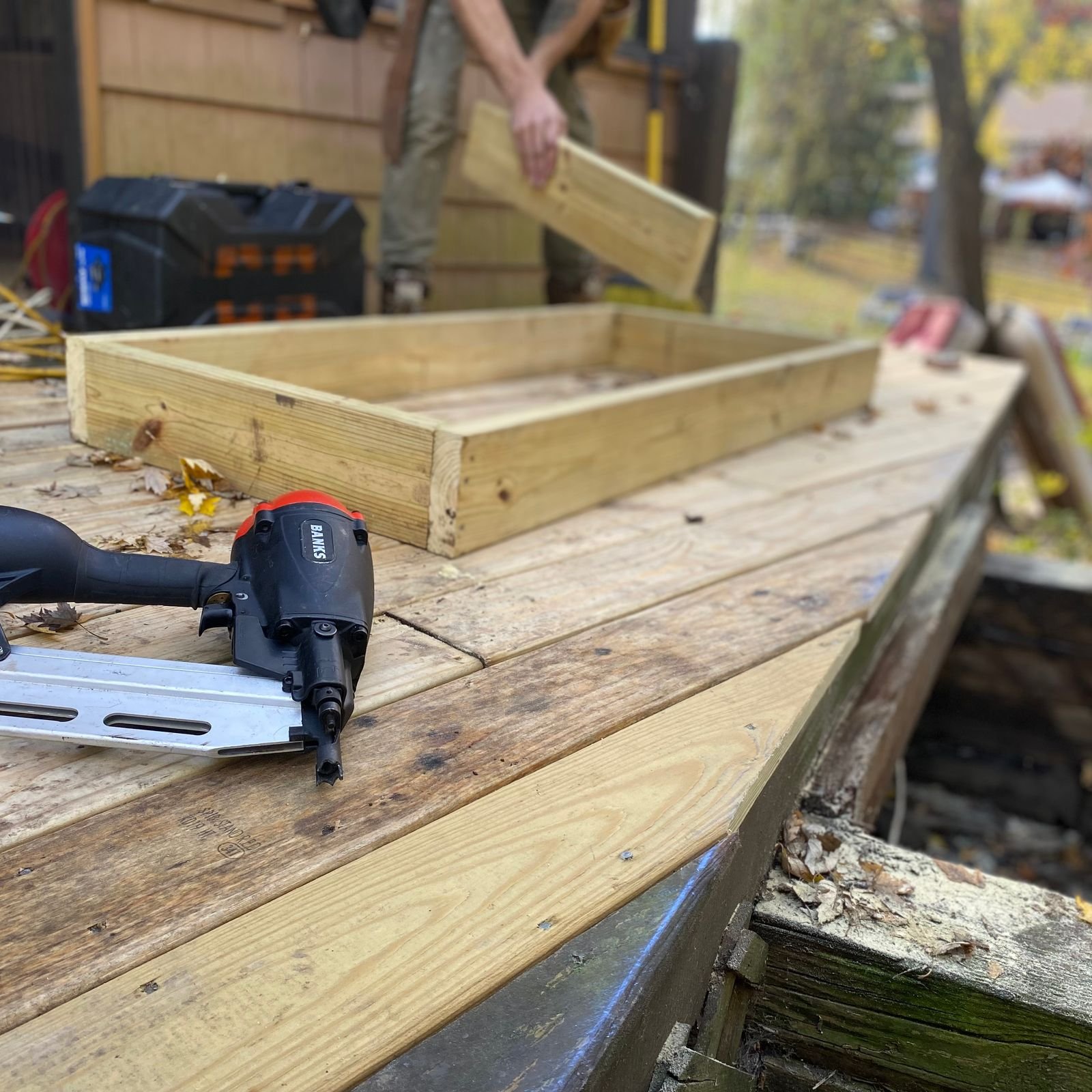 Custom deck under construction with framing visible by KP Landscaping in Buffalo NY