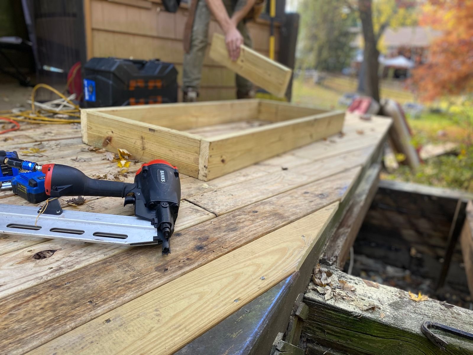 New porch construction with framing by KP Landscaping in Buffalo NY