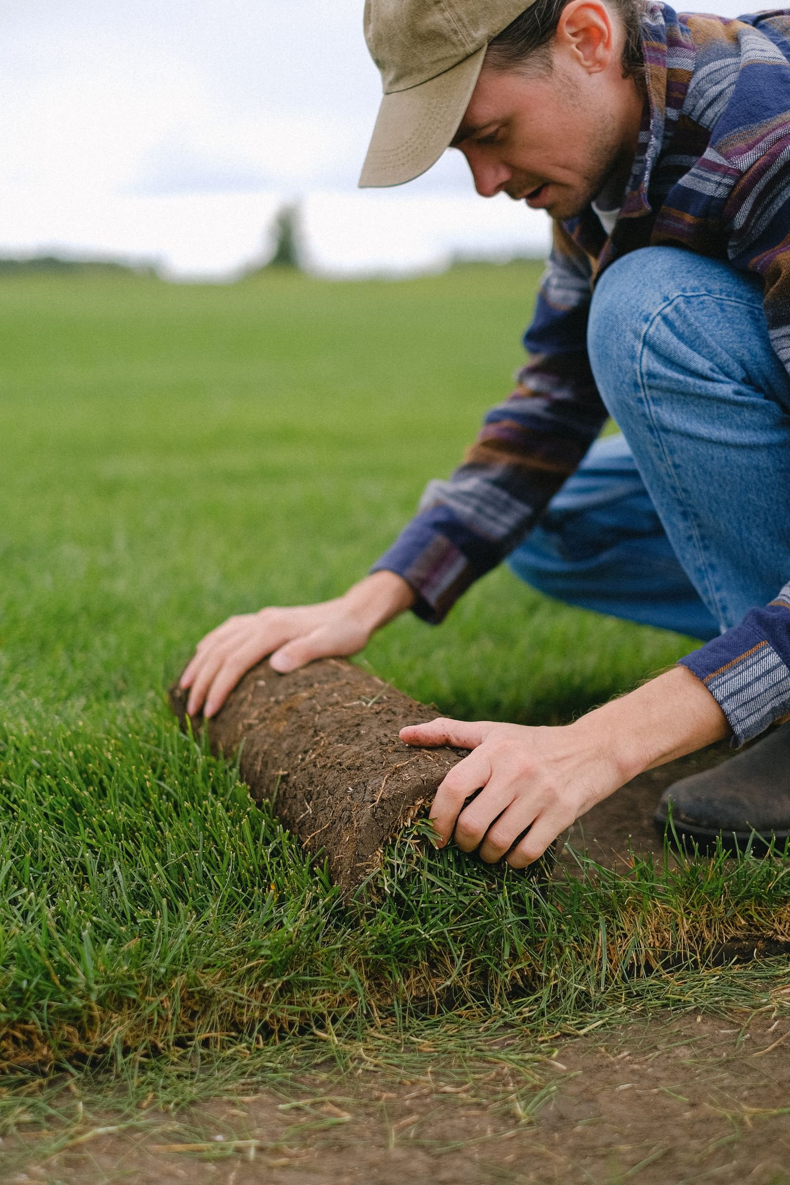 Fresh sod rolls being laid over prepared topsoil by KP Landscaping in Buffalo NY